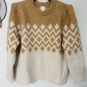 H&M Cozy Camel & Cream Patterned Women's Sweater